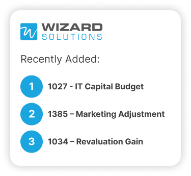 Recently added journal entries in Wizard Cloud ERP